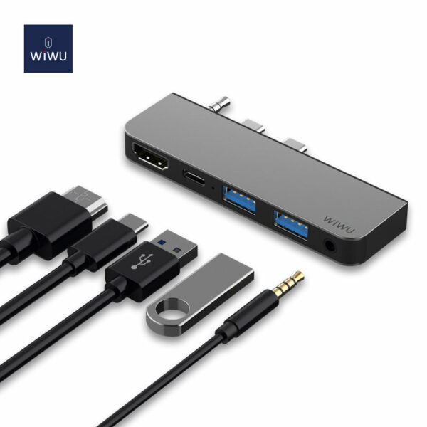 WIWU Alpha Usb C to 5 in 1 Hub Adapter with 3.5mm Jack