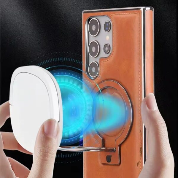 R.MBMAX Leather Magsafe Stand Case For Samsung Galaxy S25 Ultra - Image 5